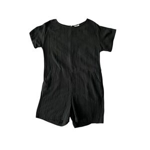 Eileen Fisher Black Organic Cotton Gauze Shorts Jumpsuit Romper Size Large